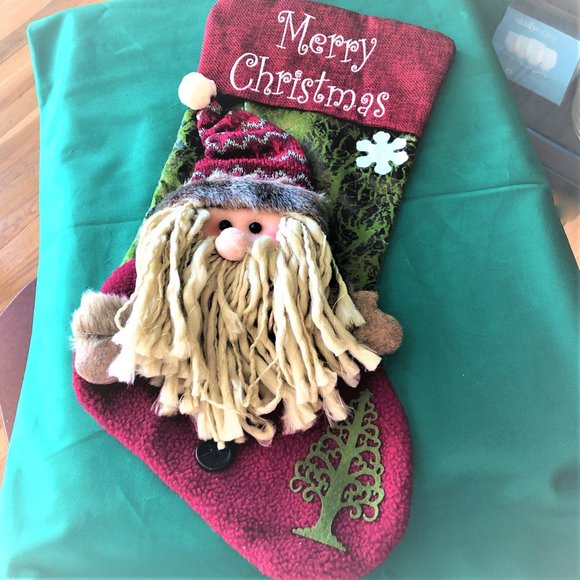 Traditional Christmas Stocking Design Mixed-media Multi-textured  New - Picture 3 of 3